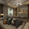 Elegant Modern Dining Living Room Interior With Round Table Chairs Stone Wall And Decor