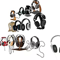 Various Over Ear Headphones With Different Colors And Wireless Designs On 3d model