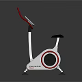 Modern Stationary Exercise Bike With White Frame Red Handlebar And Digital