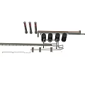 Industrial Equipment With Cylindrical Components Red White Striped Rods And Metal Support Frame