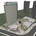 Modern Commercial Complex With Glass Facade And High Rise Building In Urban Setting