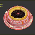 Futuristic Circular Sci-Fi Scene Component With White Orange Design And Geometric Patterns 3d model