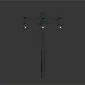 Green Decorative Street Lamp With Ornamental Top And Multiple White Lampshades
