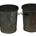 Public Facilities Old Metal Trash Bins With Lids And Handles