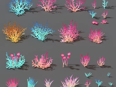 Vibrant Aquatic Animal Coral Reefs Displaying Various Colors and Diverse Underwater Shapes 3d model
