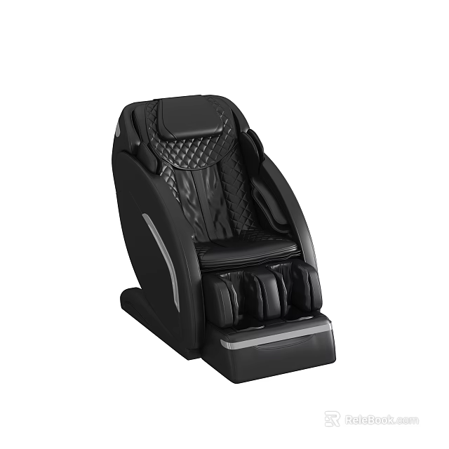Black Modern Massage Chair With Quilted Backrest Leather Upholstery And Foot Massage 3d model 