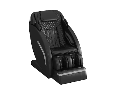 Black Modern Massage Chair With Quilted Backrest Leather Upholstery And Foot Massage 3d model