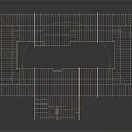 Detailed Architectural Building Model With Frame Structure And Golden Rods Rectangular Layout