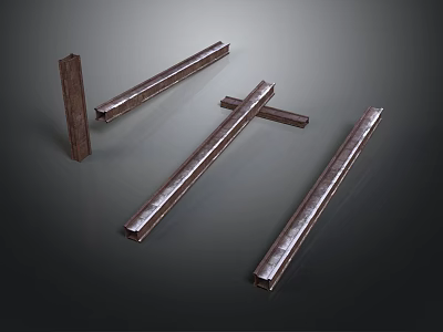 Metal Construction Equipment Including Long Bars And Cross Shaped Brackets 3d model