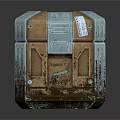 Fragile Box With Metal Reinforcements Worn Surface And Reflective Base