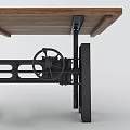 Industrial Style Dining Table With Wooden Tabletop And Black Metal Gear Legs