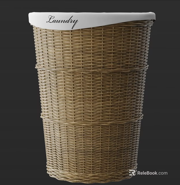 Woven Natural Brown Storage Basket Tall Cylindrical Design for Home Organizing 3d model 