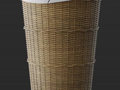 Woven Natural Brown Storage Basket Tall Cylindrical Design for Home Organizing 3d model