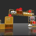 Love In A City Themed Decorative Display With Golden Frames And Red Heart