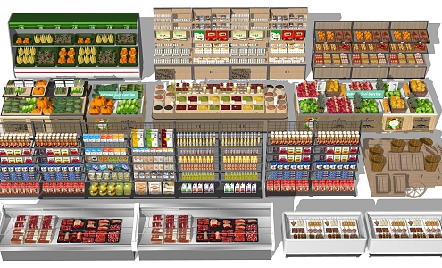 Supermarket department store combination supermarket shelf combination 3d model