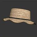Stylish Straw Hat With Wide Wavy Brim And Black Ribbon Accent