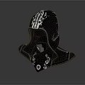 Fantasy Warrior Character Helmet With Metallic Surface And Intricate Engravings