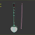 Traditional Red Musical Apparatus Featuring Round Resonant Box And Slender Rod