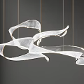 Modern Contemporary Chandelier With Flowing White Shade And Gold Metal Frame Design