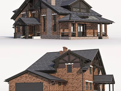 Modern single-family villa building villa house 3d model