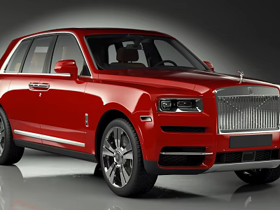 Red Rolls Royce SUV Luxury Exterior Design With Chrome Grille And Alloy Wheels 3d model