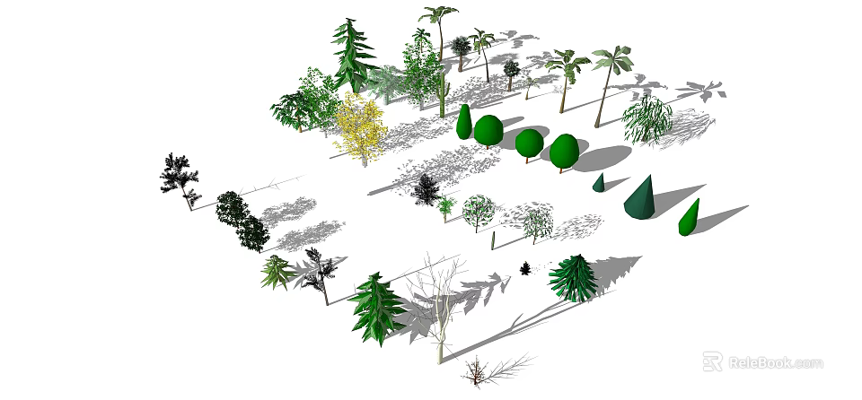 Diverse Trees Collection With Various Shapes Sizes And Foliage Types 3d model