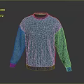 Teal Sweater With Geometric Maze Pattern And Purple Trim For Fashionable Look