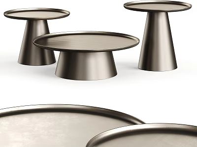 Modern Metal Round Accent Tables Set of Three with Conical Bases and Sleek Design 3d model