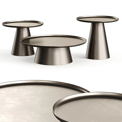 Modern Metal Round Accent Tables Set of Three with Conical Bases and Sleek Design 3d model