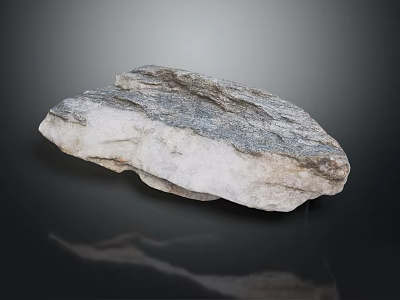 Natural Stone with Gray White Texture Irregular Shape on Black Background and Smooth Surface Reflection 3d model