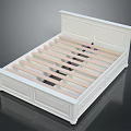 White Modern Bed Frame With Wooden Slat Support And Storage Drawers