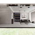 Modern Minimalist Living And Dining Room With Marble Surfaces Leather Sofa And Custom Wine Cabinet