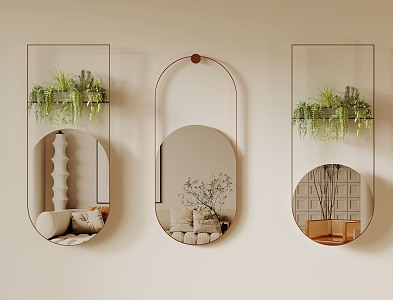 Modern mirror vanity mirror green plant 3d model