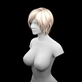 Game And Movie Character 3D Model With Blonde Short Hair No Facial Features Prominent Chest