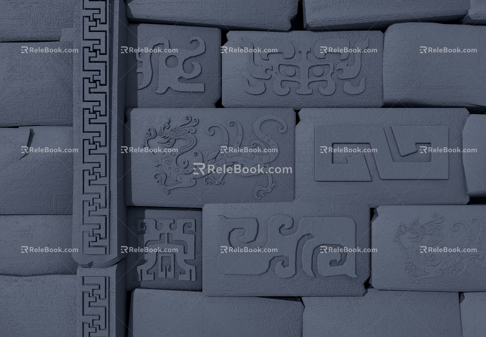 Brick carving cultural brick 3d model