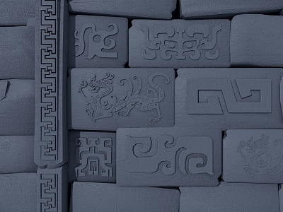 Brick carving cultural brick 3d model