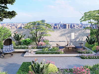 Modern Garden Terrace Balcony View model