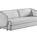 Beige Modern Multi Seater Sofa With Rounded Armrests And Comfortable Design 3d model