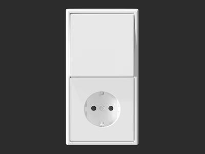 White Modern Switch Panel With Integrated Switch And Socket For Home Interior 3d model