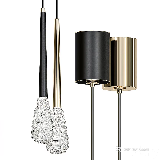 Elegant Floor Lamp Styles Featuring Black Gold Shades And Crystal Bases 3d model 