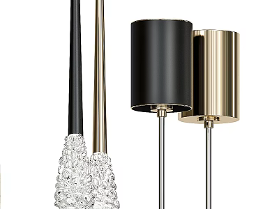 Elegant Floor Lamp Styles Featuring Black Gold Shades And Crystal Bases 3d model