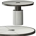 Modern Round Dining Table With Metal Pedestal And Wooden Top Design 3d model