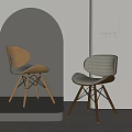 Modern Minimalist Dining Chairs With Wooden Frame Curved Back And Fabric Seat Design