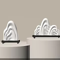 Modern Mountain Shaped Table Lamp With White Shade And Black Base On Display Stand 3d model