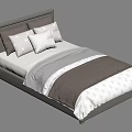 Modern Single Bed with Gray Upholstered Headboard Soft Pillows and Star Patterned Quilt 3d model