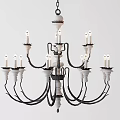 Vintage Classic Chandelier With Candle Style Multiple Arms Black White Design