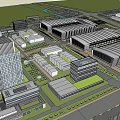 Modern Urban Architecture Complex Featuring Multiple Buildings With Contemporary Roof Structures And Green Spaces