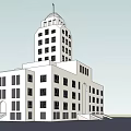 White Classical Office Building With Tower Structure Symmetrical Design And Multiple Windows