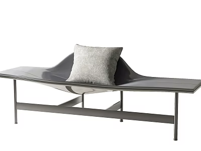 Modern Stylish Leisure Chair With Curved Seat Gray Cushion And Metal Frame 3d model
