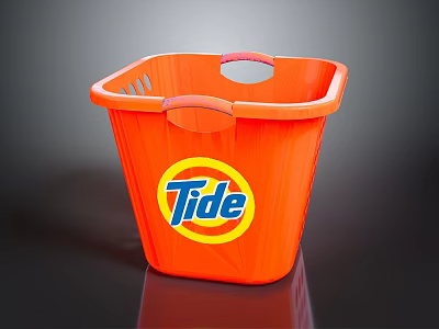 Orange Tide Laundry Basket With Handle Vent Holes And Practical Design 3d model